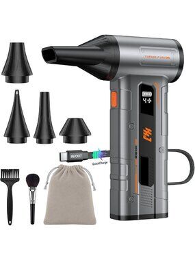 Powerful Electric Air Duster - 150,000 RPM, Fast Charging, 4 Speeds, 5 Nozzles